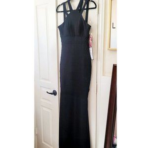 Emerald Sundae Long Black Dress / Strappy Bodycon